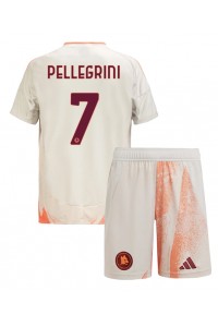 AS Roma Lorenzo Pellegrini #7 Jalkapallovaatteet Lasten Vieraspeliasu 2024-25 Lyhythihainen (+ Lyhyet housut)